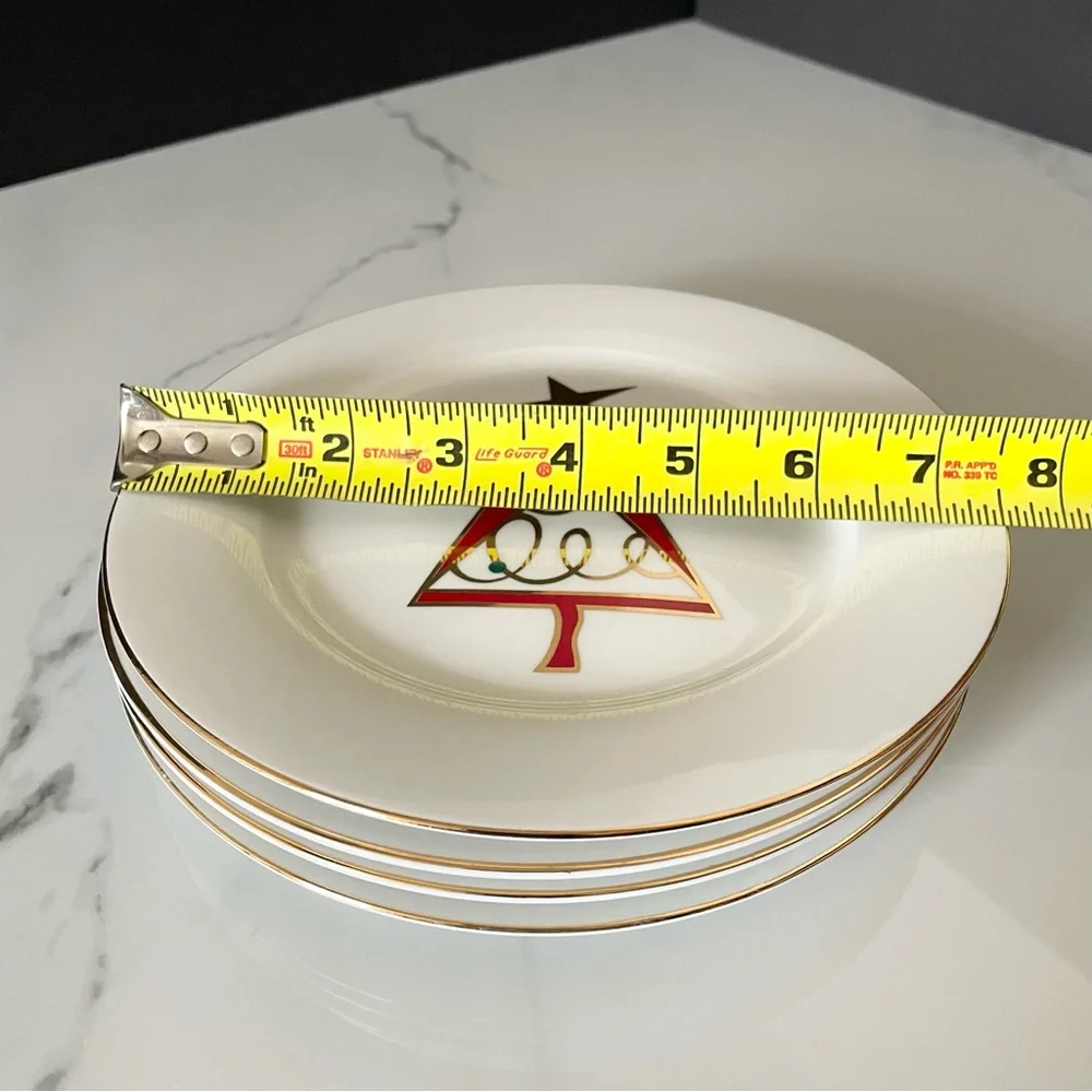 SET of 4 Red Christmas Tree Salad or Dessert Plates by Pier 1